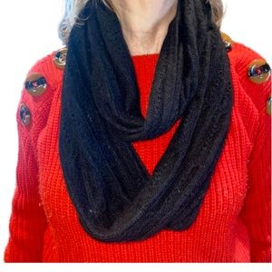 Celeste Black Wool/Cashmere Light Weight Infinity Scarf